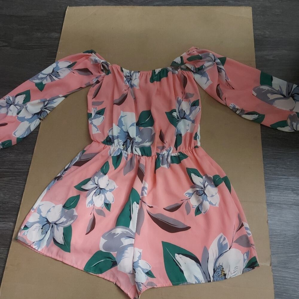 Sage Pink Floral Print Romper No Size Bohemian Cottagecore Coconut Girl Festival